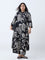 Diza Black Foliage Design A-Line Kurta