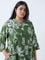 Diza Green Floral Design A-Line Kurta
