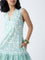Bombay Paisley Green Floral Pattern Cotton Drop Waist Dress