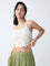 Bombay Paisley Off-White Crochet-Knitted Cotton Top