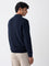 Ascot Navy Knit-Textured Relaxed Fit Jacket