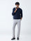 Ascot Navy Knit-Textured Relaxed-Fit Cotton Sweater