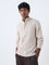 Ascot Beige Ribbed-Textured Relaxed-Fit Sweater