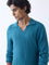 Ascot Teal Cable-Knit Relaxed-Fit Sweater