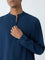 ETA Navy Solid Relaxed-Fit Cotton Shirt