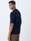 ETA Navy Self-Striped Relaxed-Fit Cotton Polo T-Shirt