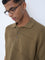 ETA Taupe Knit-Textured Relaxed-Fit Cotton Polo T-Shirt