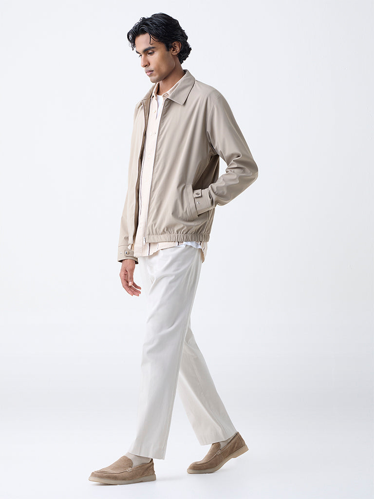 Ascot Beige Solid Relaxed-Fit Jacket