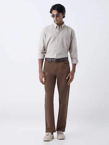 Ascot Brown Relaxed-Fit Mid-Rise Jeans