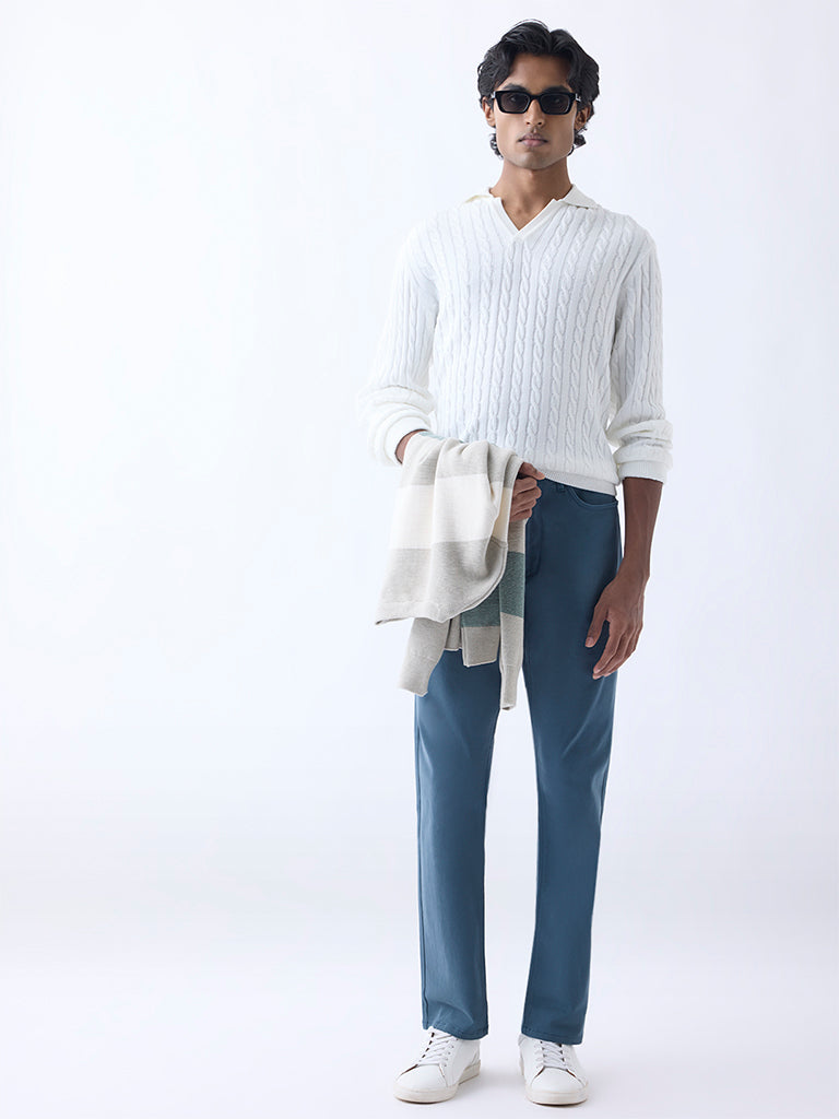 Ascot Teal Mid-Rise Relaxed-Fit Jeans