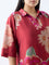 Diza Red Floral Pattern High-Low Tunic