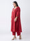 Diza Red Shell Embroidered A-Line Kurta