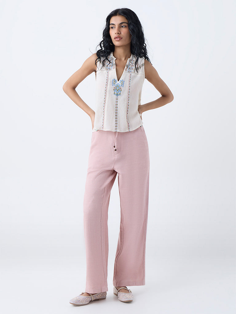 Bombay Paisley Pink Cotton-Blend Pants