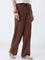 Bombay Paisley Brown Solid Cotton-Blend Pants