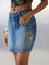 Bombay Paisley Blue Embroidered High-Rise Denim Skirt
