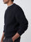 Ascot Black Knit-Textured Relaxed-Fit Cotton Sweater