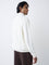 Ascot Off-White Relaxed Fit Three-Quarter Zip Sweater