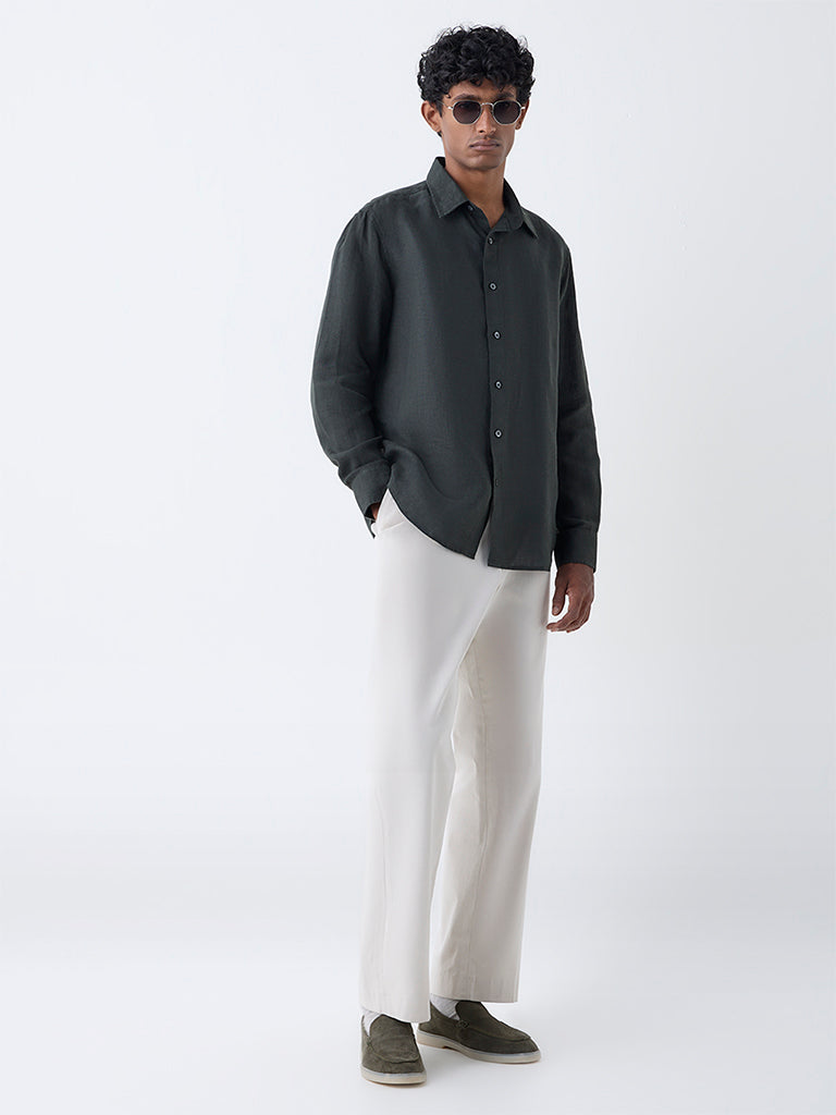 Ascot Green Relaxed-Fit Linen Shirt