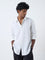Ascot White Striped Relaxed-Fit Cotton Shirt