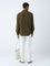 ETA Olive Solid Relaxed-Fit Cotton-Blend Shirt