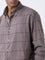 Ascot Taupe Checkered Pattern Relaxed-Fit Cotton Shirt