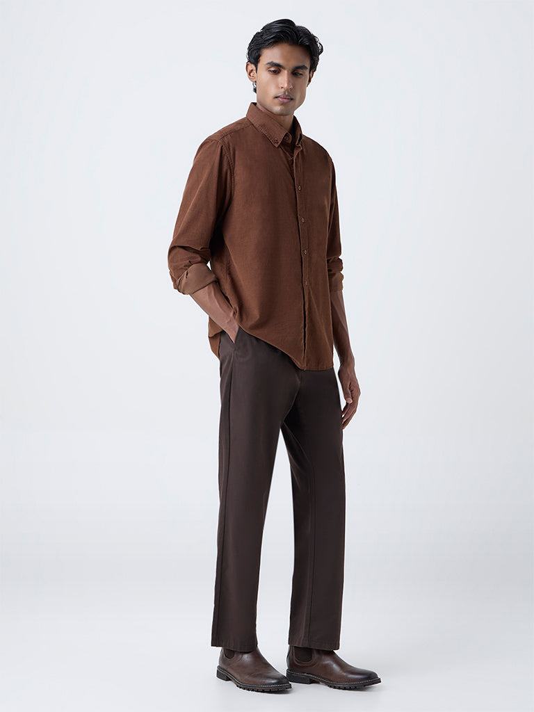 Ascot Tan Relaxed-Fit Cotton Shirt