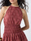 Bombay Paisley Red Printed Halter-Neck Cotton A-Line Dress