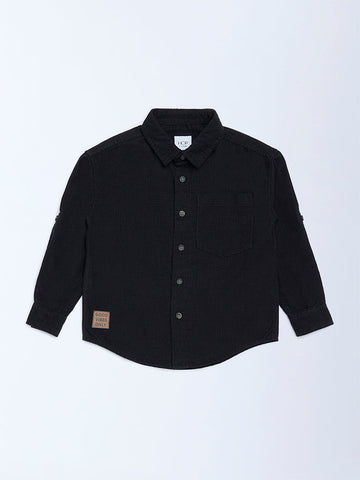 HOP Kids Black Cotton Shirt