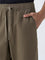 ETA Dark Taupe Solid Relaxed-Fit Mid-Rise Cotton Pants