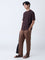 ETA Dark Brown Textured Relaxed-Fit Cotton-Blend T-Shirt