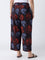 Diza Black Leaf Design Ethnic Pants