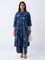 Diza Indigo Floral Design A-Line Kurta