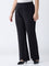Gia Black Pinstriped High-Rise Trousers