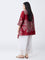 Diza Red Floral Printed Asymmetric Tunic