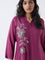Diza Plum Floral Embroidered A-Line Kurta