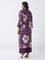 Diza Plum Floral Design A-Line Kurta