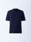 Ascot Navy Relaxed-Fit Cotton-Blend Quarter-Zip Polo T-Shirt