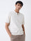 Ascot Off-White Relaxed-Fit Cotton-Blend Quarter-Zip Polo T-Shirt