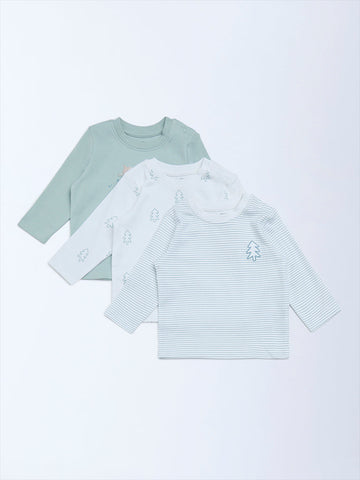 HOP Baby Sage Printed Cotton T-Shirt – Pack of 3