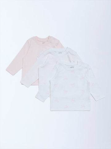 HOP Baby Pink Printed Cotton T-Shirt – Pack of 3