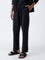 ETA Black Textured Relaxed-Fit Mid-Rise Cotton-Blend Pants