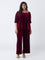 Gia Maroon High-Rise Velvet Pants