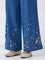 Bombay Paisley Blue Embroidered High-Rise Denim Pants