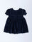HOP Baby Navy Fit-And-Flare Velvet Dress