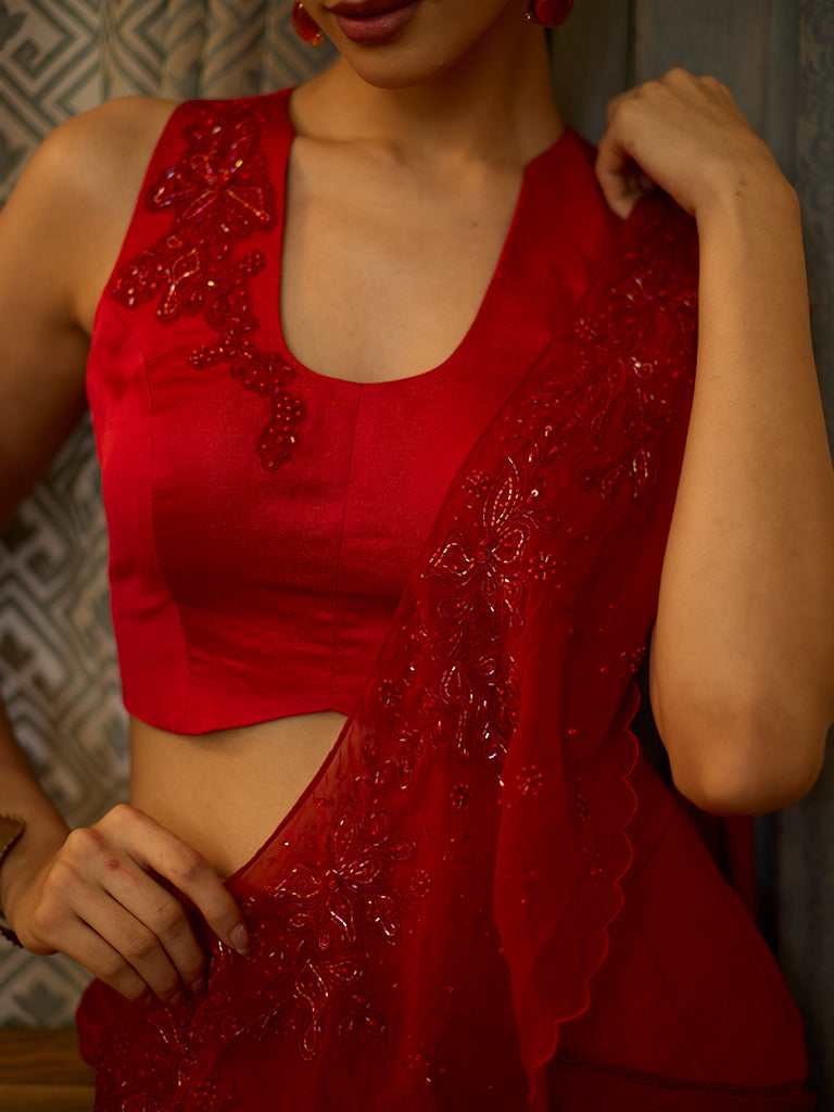 Embroidered Red Blouse