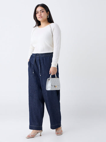 Gia Dark Blue Straight-Fit High-Rise Jeans