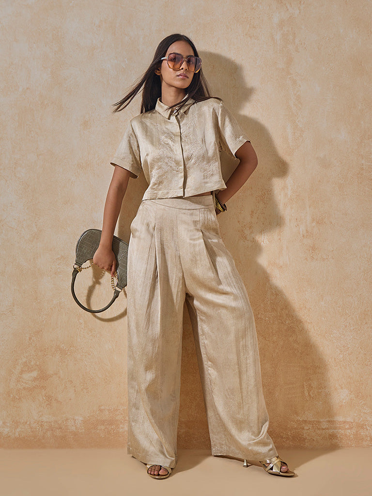 Embroidered Beige Shirt