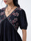 Bombay Paisley Black Embroidered Empire A-Line Dress