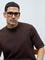 Ascot Dark Brown Textured Relaxed-Fit Cotton T-Shirt
