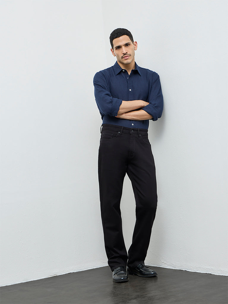 Ascot Black-Wash Mid-Waist Relaxed Fit Jeans